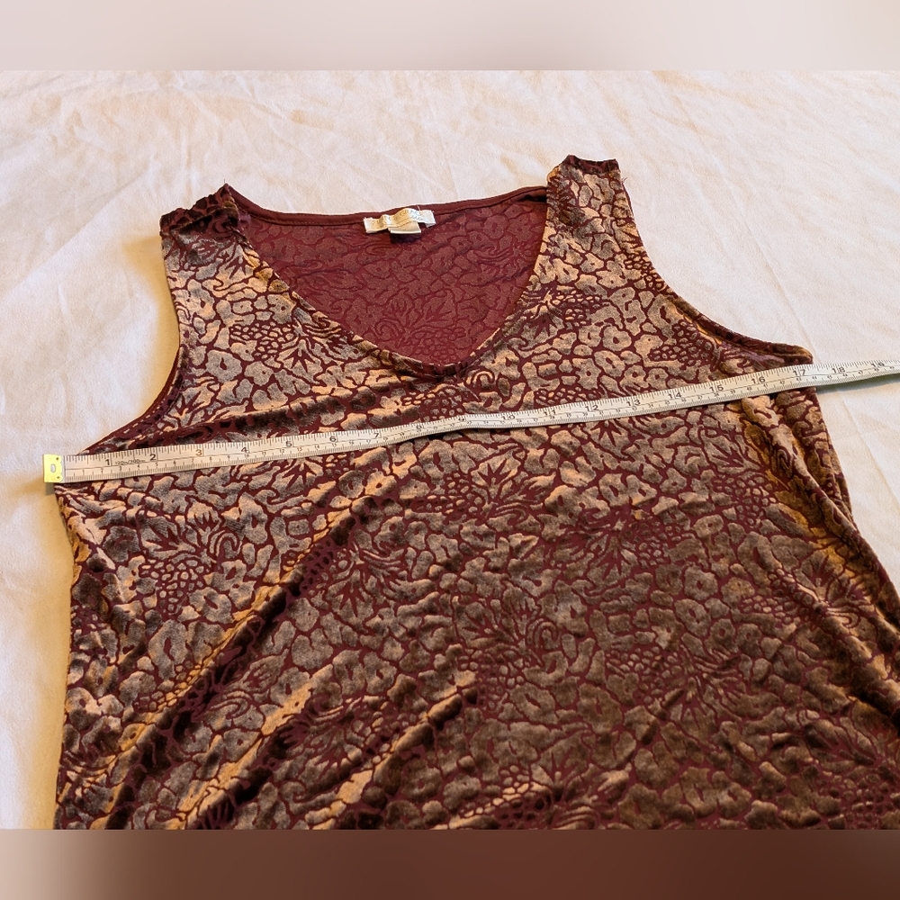 Finn & Grace Velvet Burnout Tank Top/Sleeveless Blouse Size Small - Picture 6 of 9